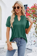 Notched Short Sleeve T-Shirt - Trendsi - Flyclothing LLC