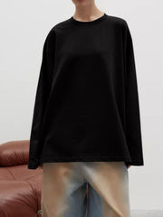 Round Neck Dropped Shoulder Long Sleeve T-Shirt - Trendsi