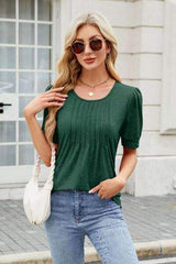 Round Neck Short Sleeve T-Shirt - Trendsi - Flyclothing LLC