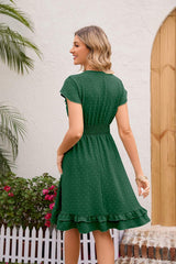 Swiss Dot Cap Sleeve Dress - Trendsi - Flyclothing LLC