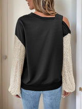 Perfee Sequin Asymmetrical Neck Long Sleeve Sweatshirt - Trendsi - Flyclothing LLC
