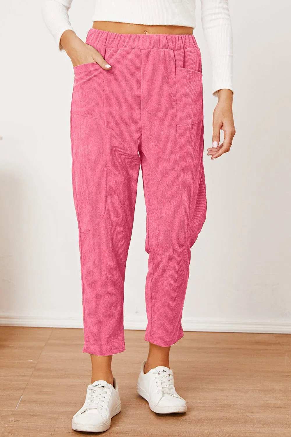 Pocketed Elastic Waist Pants - Trendsi - Flyclothing LLC