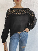 Crochet Long Sleeve Sweater - Trendsi - Flyclothing LLC