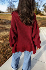 Solid Color Knit Oversized Button Front Sweater Cardigan - Trendsi - Flyclothing LLC