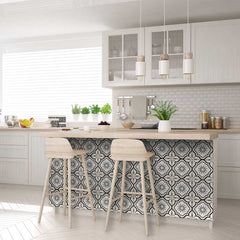 5" X 5" Black And White Mosaic Peel And Stick Removable Tiles - Homeroots