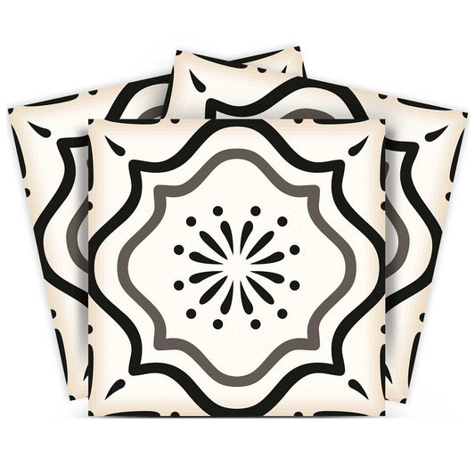 5" X 5" Black And White Mosaic Peel And Stick Removable Tiles - Homeroots