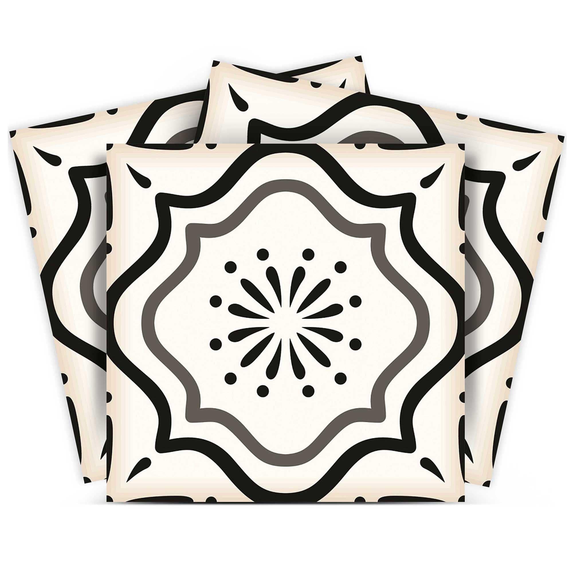5" X 5" Black And White Mosaic Peel And Stick Removable Tiles - Homeroots