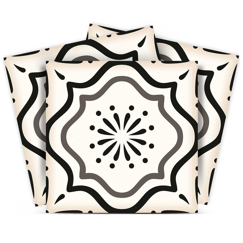 5" X 5" Black And White Mosaic Peel And Stick Removable Tiles - Homeroots