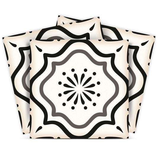 5" X 5" Black And White Mosaic Peel And Stick Removable Tiles - Homeroots
