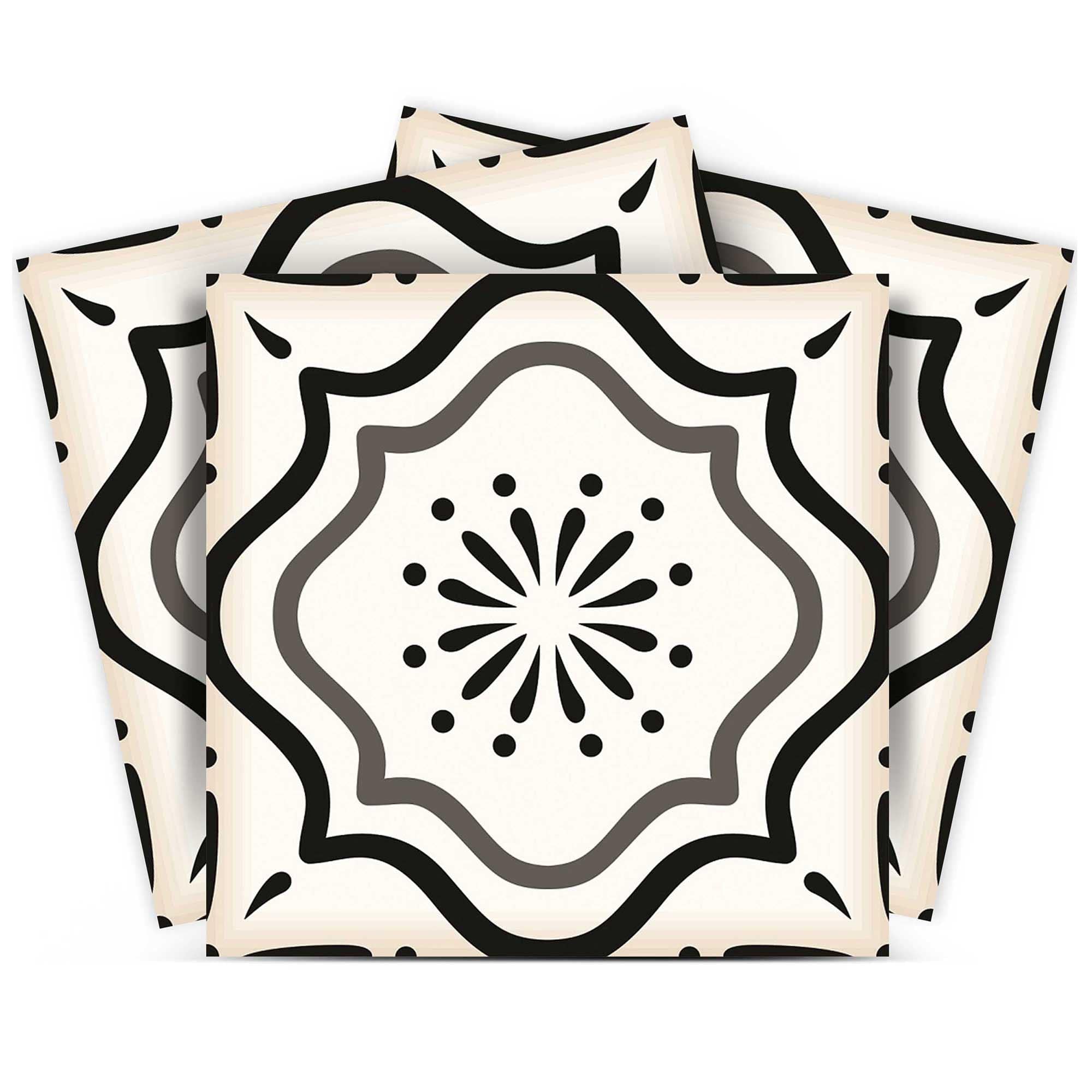 7" X 7" Black And White Mosaic Peel And Stick Removable Tiles - Homeroots