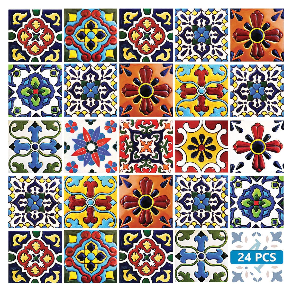 6" X 6" Festival Brights Mosaic Peel And Stick Removable Tiles - Homeroots