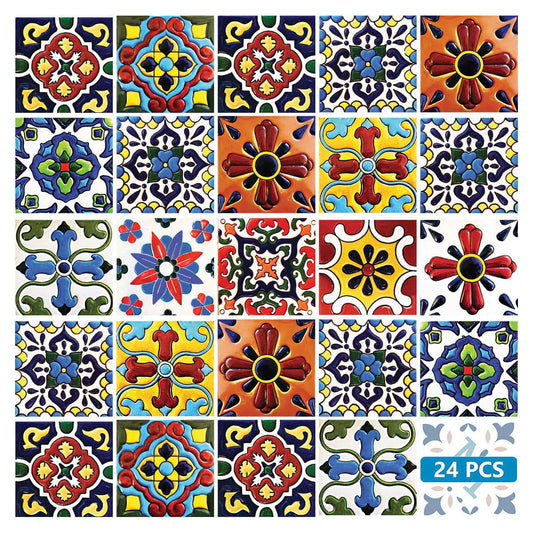 6" X 6" Festival Brights Mosaic Peel And Stick Removable Tiles - Homeroots