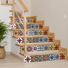 7" X 7" Festival Brights Mosaic Peel And Stick Removable Tiles - Homeroots