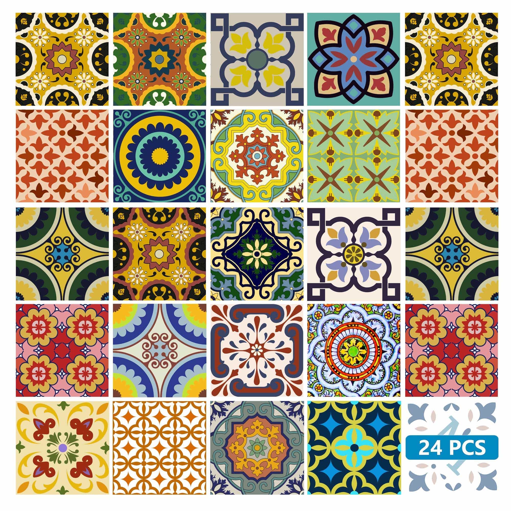 4" X 4" Mediterranean Brights Mosaic Peel And Stick Removable Tiles - Homeroots - Flyclothing LLC