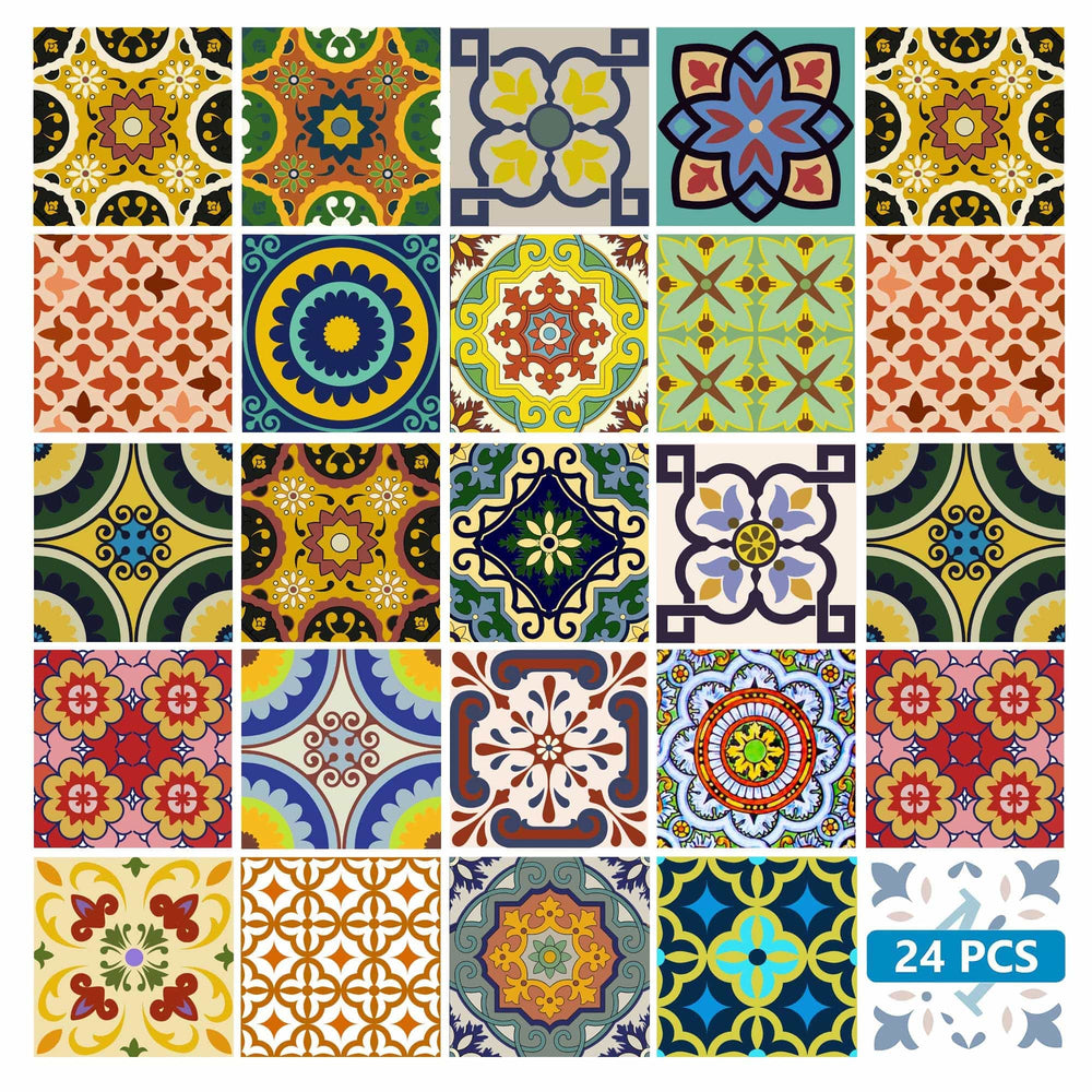 5" X 5" Mediterranean Brights Peel And Stick Removable Tiles - Homeroots - Flyclothing LLC