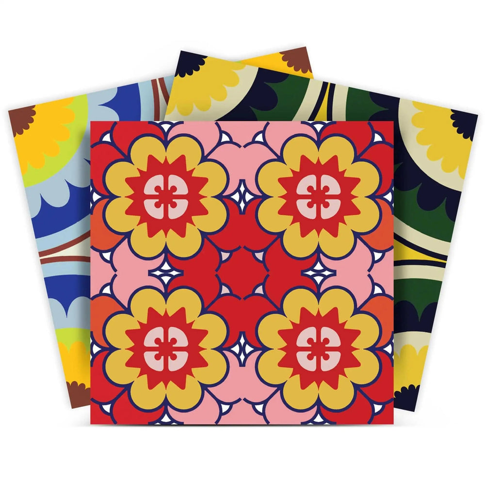 5" X 5" Mediterranean Brights Peel And Stick Removable Tiles - Homeroots - Flyclothing LLC