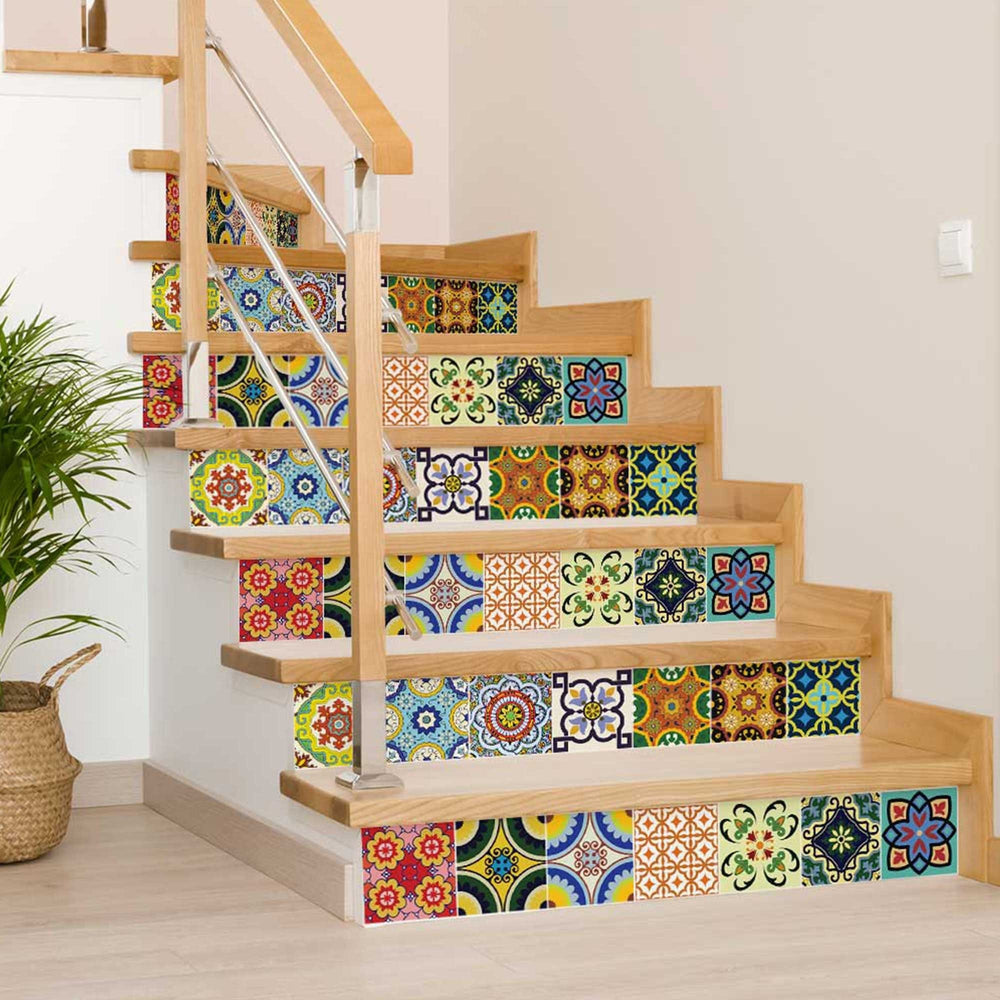8" X 8" Mediterranean Brights Peel And Stick Removable Tiles - Homeroots - Flyclothing LLC