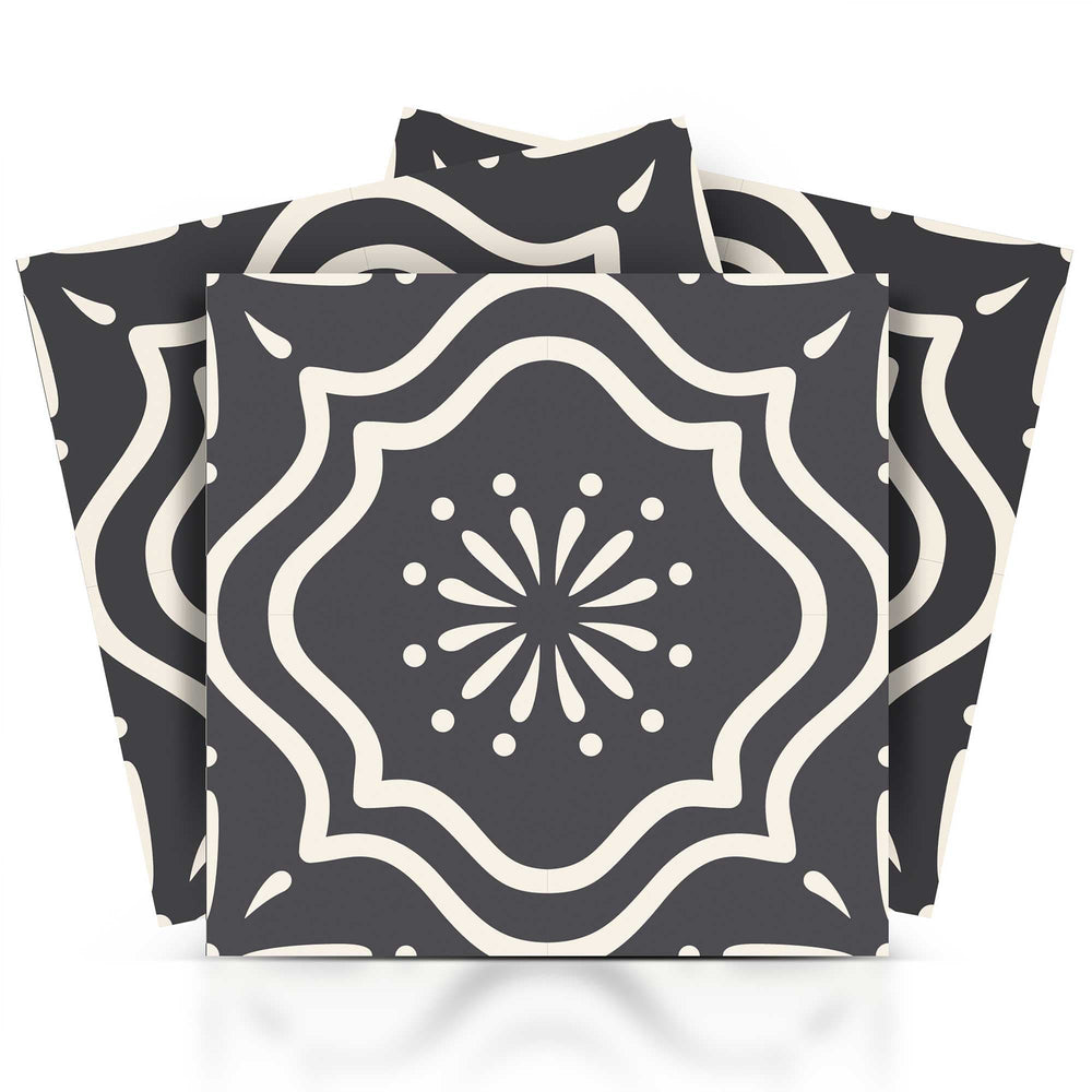 5" X 5" Burst Gray And White Peel And Stick Removable Tiles - Homeroots