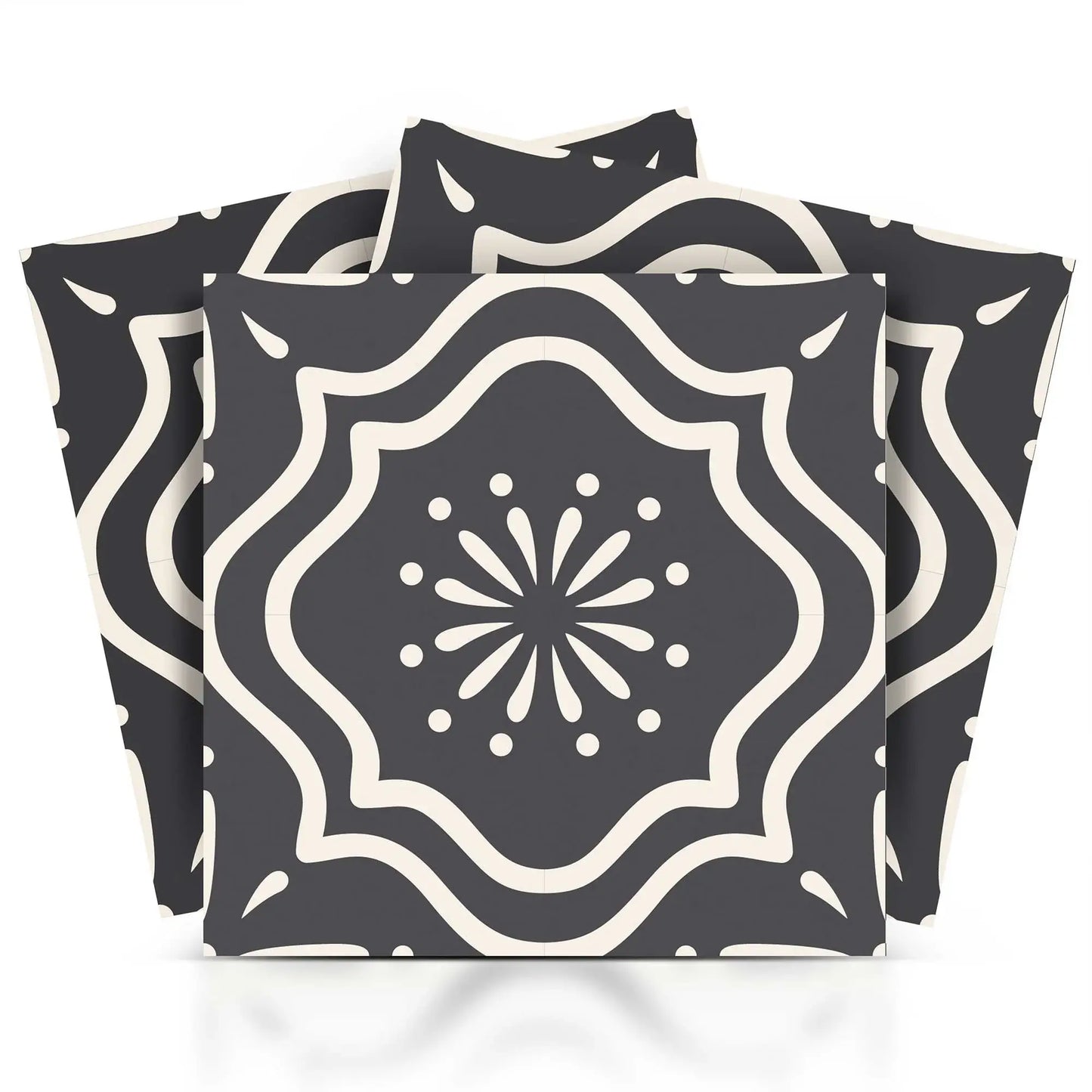 6" X 6" Burst Gray And White Peel And Stick Removable Tiles - Homeroots - Flyclothing LLC