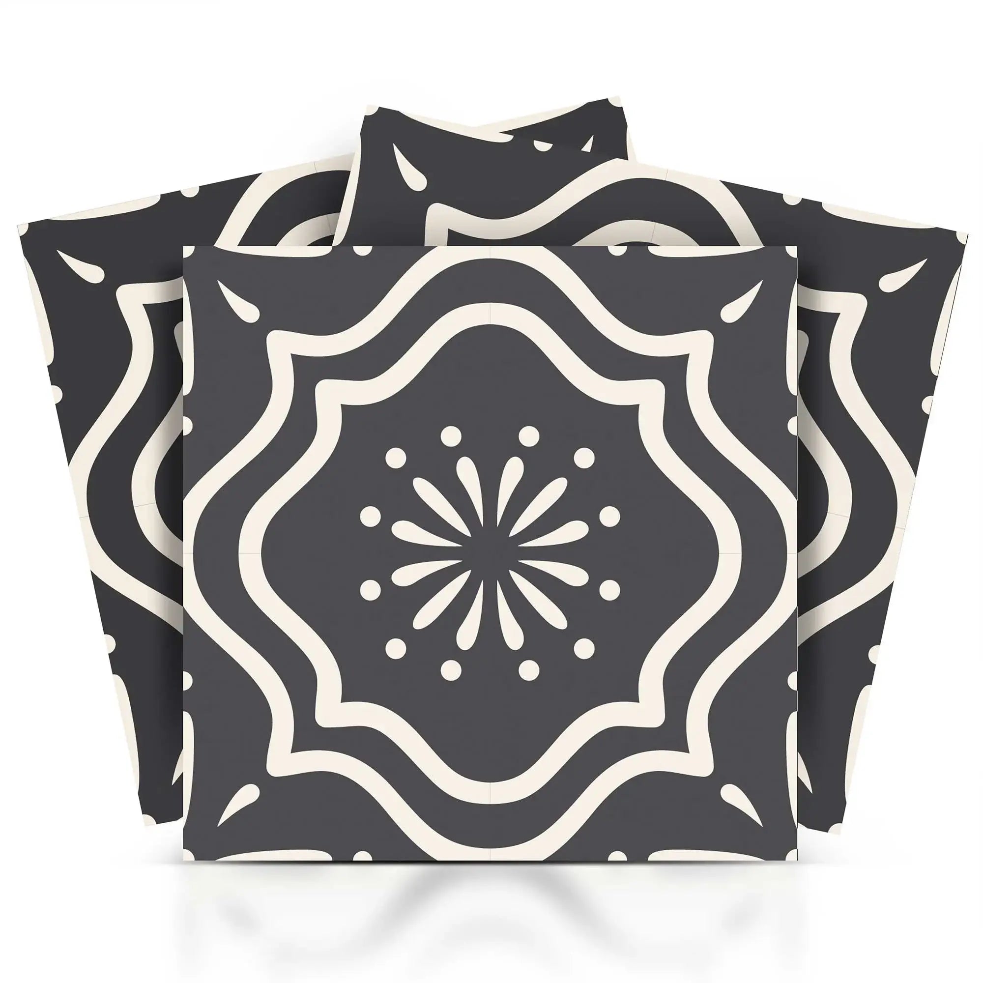6" X 6" Burst Gray And White Peel And Stick Removable Tiles - Homeroots - Flyclothing LLC