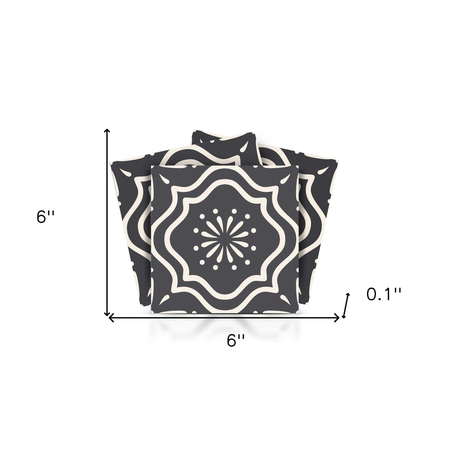 6" X 6" Burst Gray And White Peel And Stick Removable Tiles - Homeroots - Flyclothing LLC