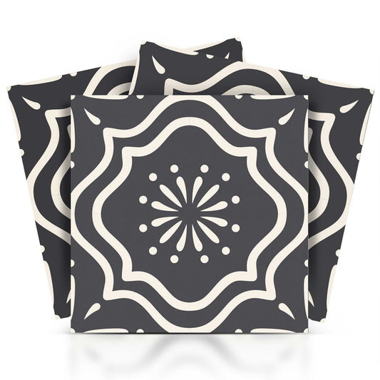 7" X 7" Burst Gray And White Peel And Stick Removable Tiles - Homeroots