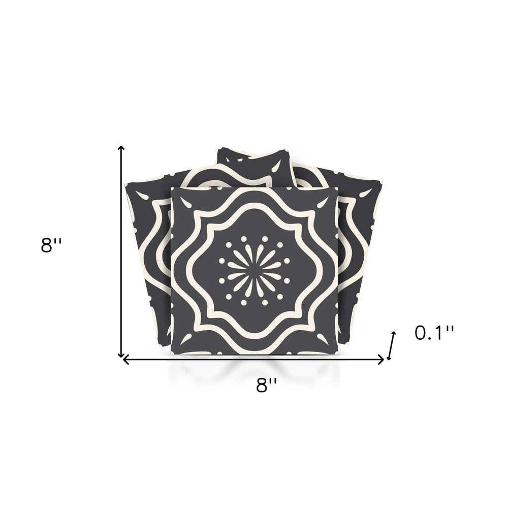 8" X 8" Burst Gray And White Peel And Stick Removable Tiles - Homeroots - Flyclothing LLC