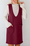 Lovelet Pocketed V-Neck Mini Sweater Overall Dress - Trendsi