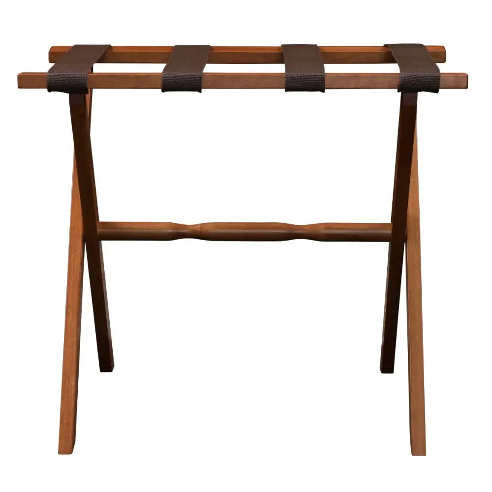 Hotel Light Walnut Folding Luggage Rack With 4 Straps - Homeroots - Flyclothing LLC