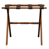 Hotel Light Walnut Folding Luggage Rack With 4 Straps - Homeroots - Flyclothing LLC