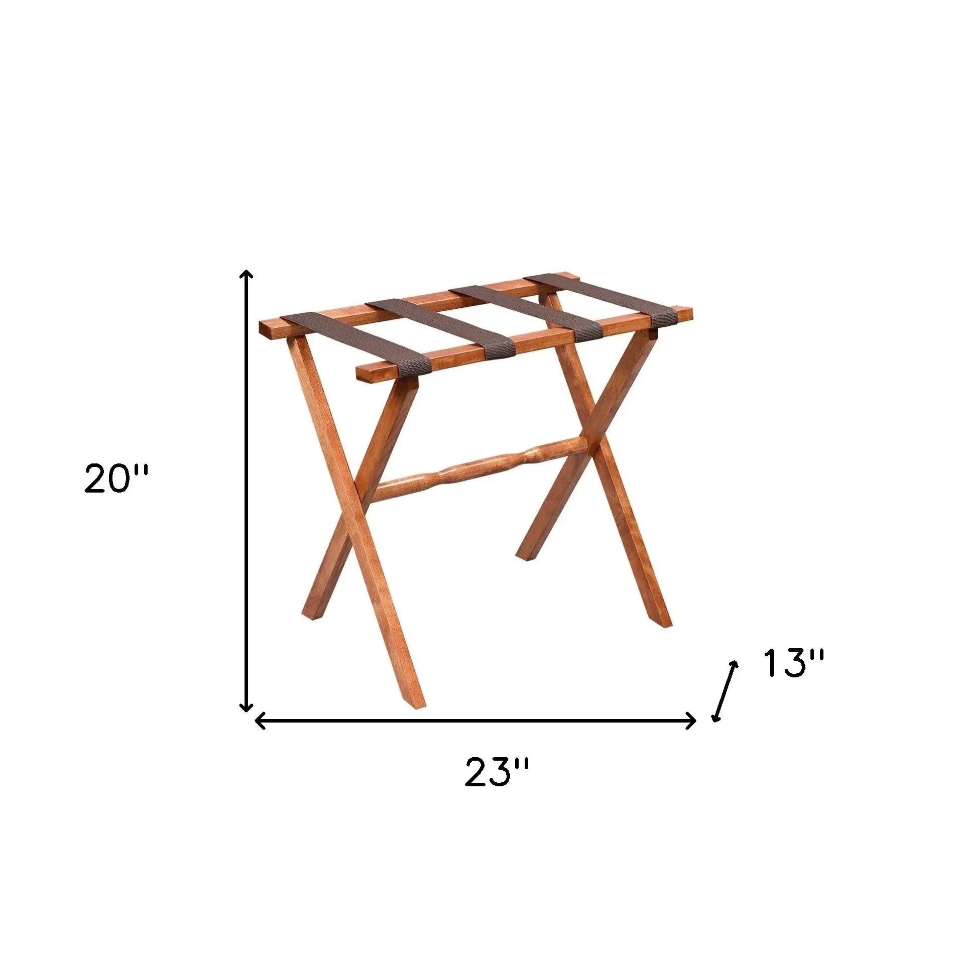 Hotel Light Walnut Folding Luggage Rack With 4 Straps - Homeroots - Flyclothing LLC