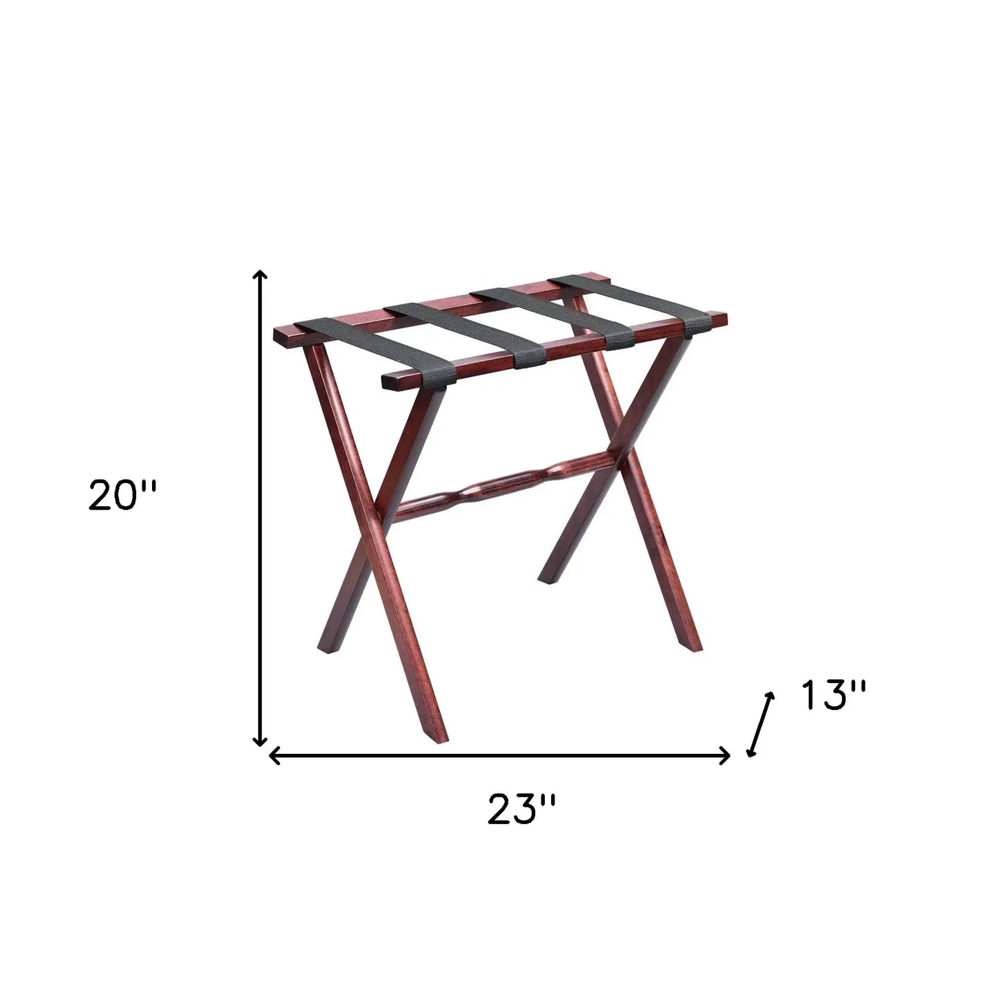 Hotel Cherry Mahogany Folding Luggage Rack With Black Straps - Homeroots - Flyclothing LLC
