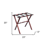 Hotel Cherry Mahogany Folding Luggage Rack With Black Straps - Homeroots - Flyclothing LLC