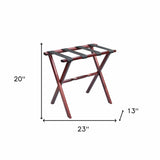 Hotel Cherry Mahogany Folding Luggage Rack With Black Straps - Homeroots - Flyclothing LLC