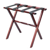 Hotel Cherry Mahogany Folding Luggage Rack With Black Straps - Homeroots - Flyclothing LLC