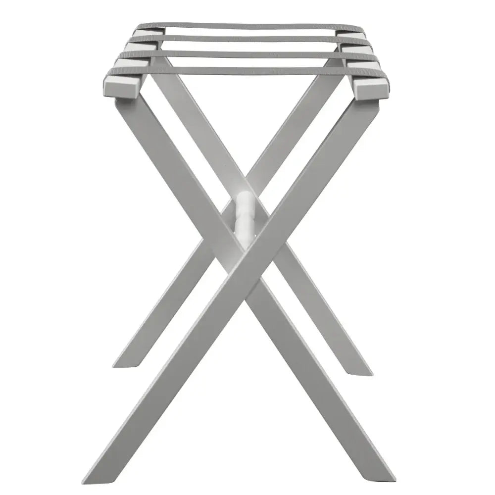 Hotel White Finish Wood Folding Luggage Rack With Gray Straps - Homeroots - Flyclothing LLC