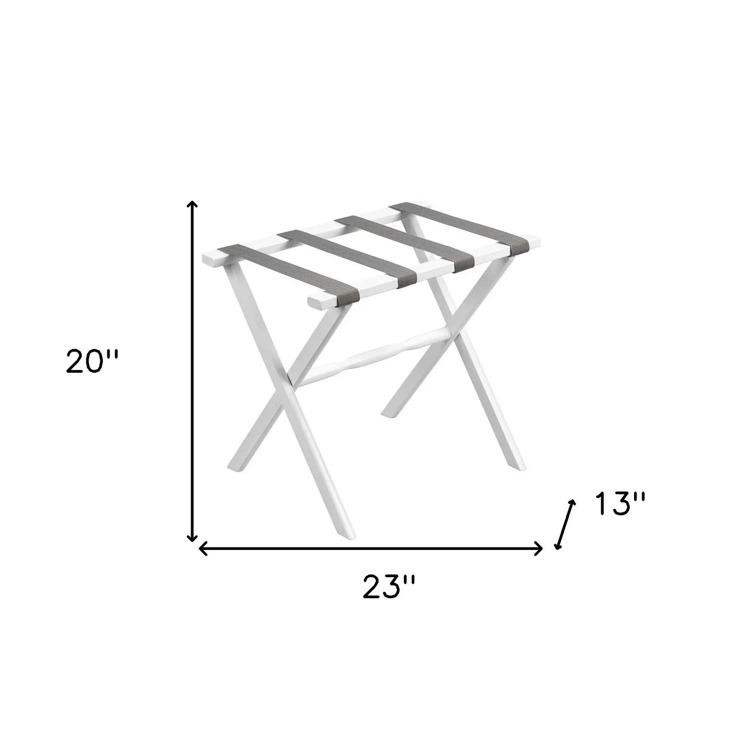 Hotel White Finish Wood Folding Luggage Rack With Gray Straps - Homeroots - Flyclothing LLC