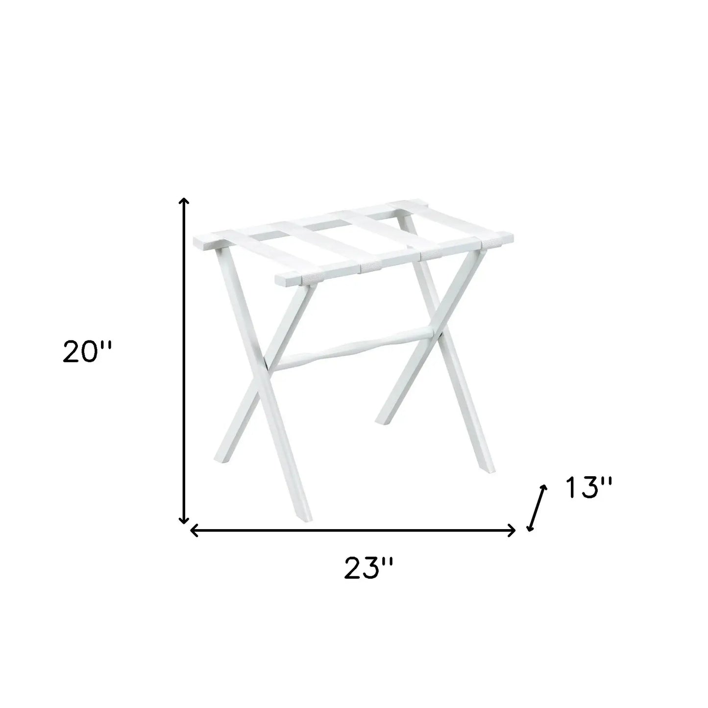 Hotel White Finish Wood Folding Luggage Rack With White Straps - Homeroots - Flyclothing LLC