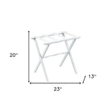 Hotel White Finish Wood Folding Luggage Rack With White Straps - Homeroots - Flyclothing LLC