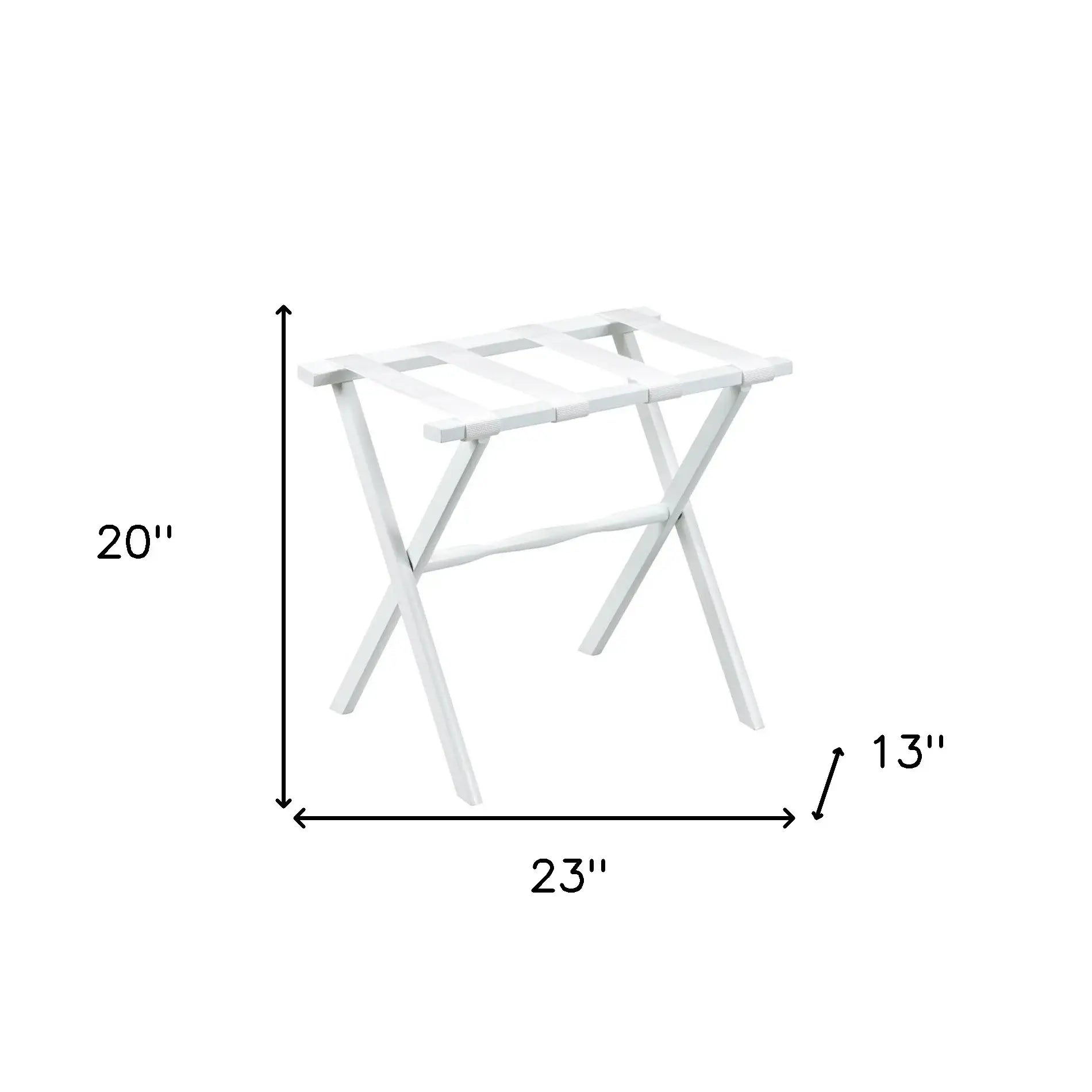 Hotel White Finish Wood Folding Luggage Rack With White Straps - Homeroots - Flyclothing LLC