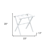 Hotel White Finish Wood Folding Luggage Rack With White Straps - Homeroots - Flyclothing LLC