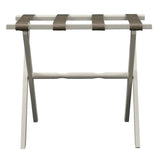 Hotel Ivory Finish Wood Folding Luggage Rack With Tan Straps - Homeroots - Flyclothing LLC