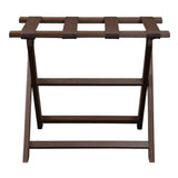 Earth Friendly Brown Folding Luggage Rack With Brown Straps - Homeroots