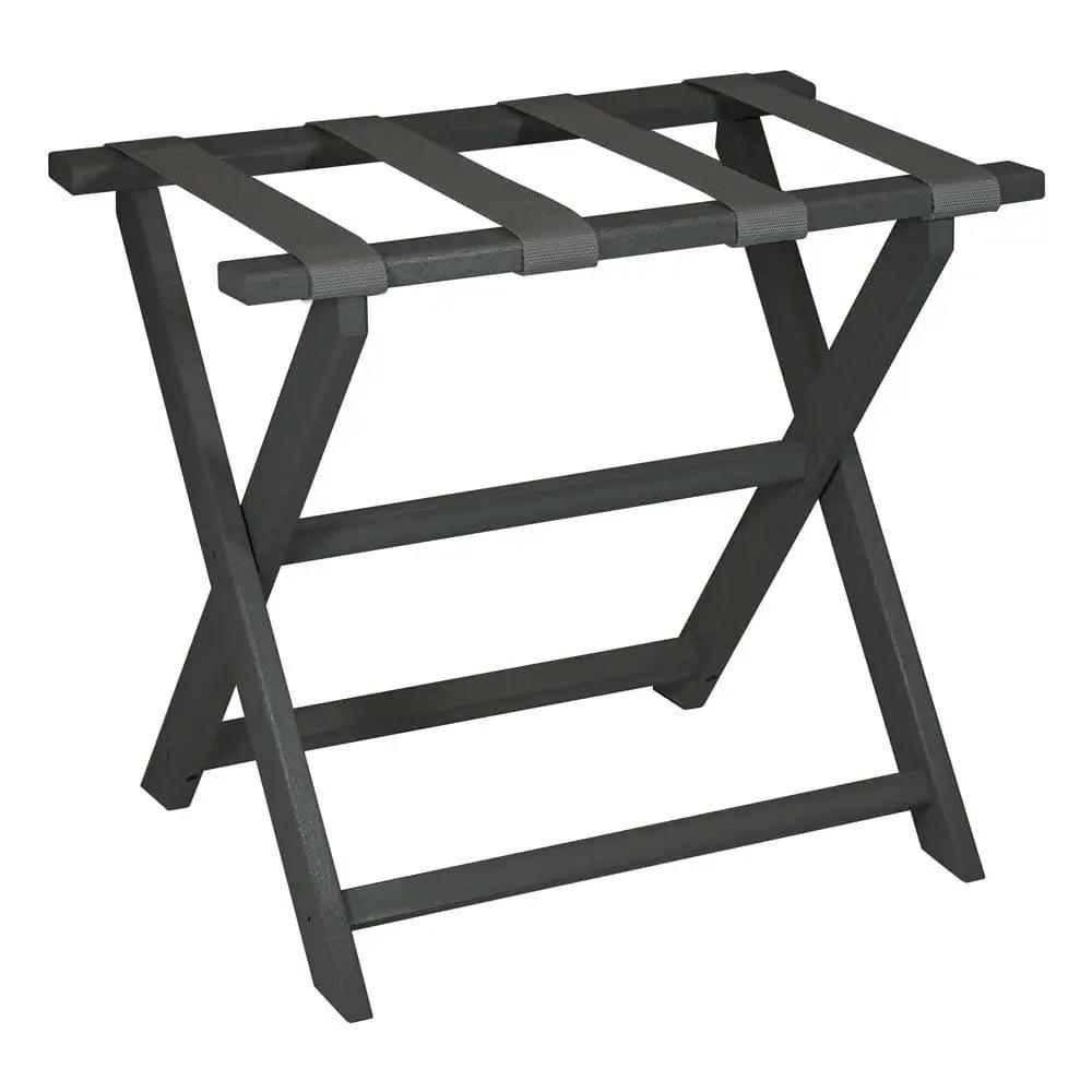 Earth Friendly Dark Gray Folding Luggage Rack With Gray Straps - Homeroots