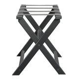 Earth Friendly Dark Gray Folding Luggage Rack With Gray Straps - Homeroots