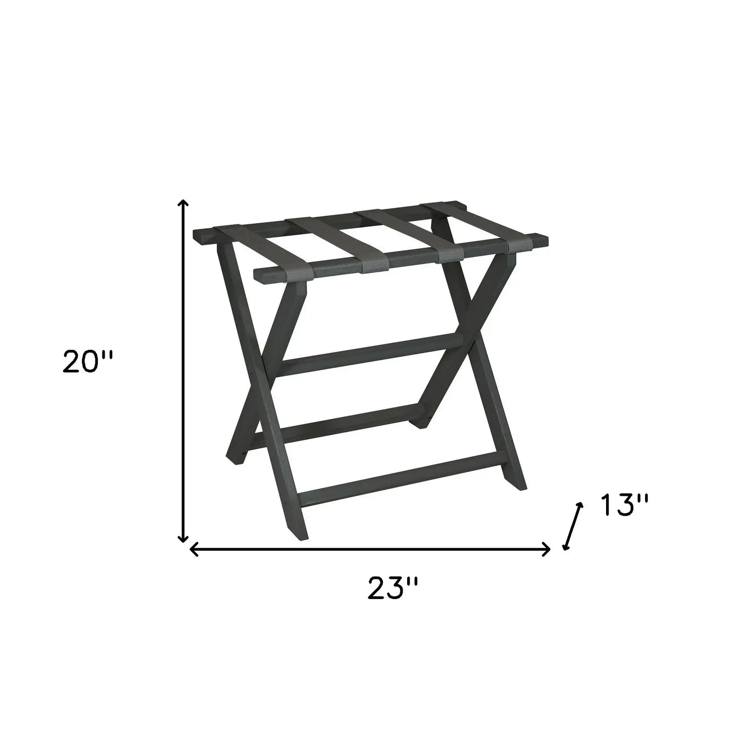 Earth Friendly Dark Gray Folding Luggage Rack With Gray Straps - Homeroots - Flyclothing LLC