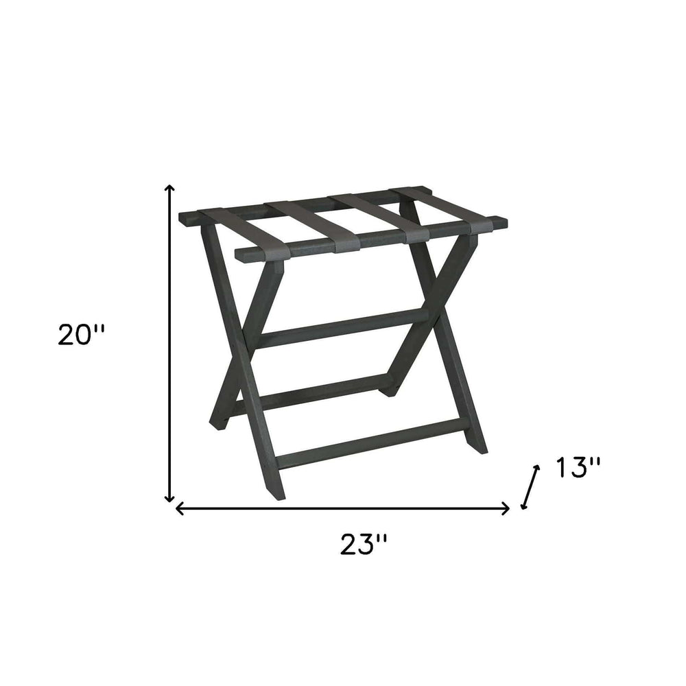 Earth Friendly Dark Gray Folding Luggage Rack With Gray Straps - Homeroots - Flyclothing LLC
