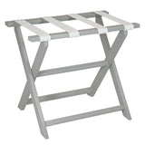 Earth Friendly Light Gray Folding Luggage Rack With White Straps - Homeroots