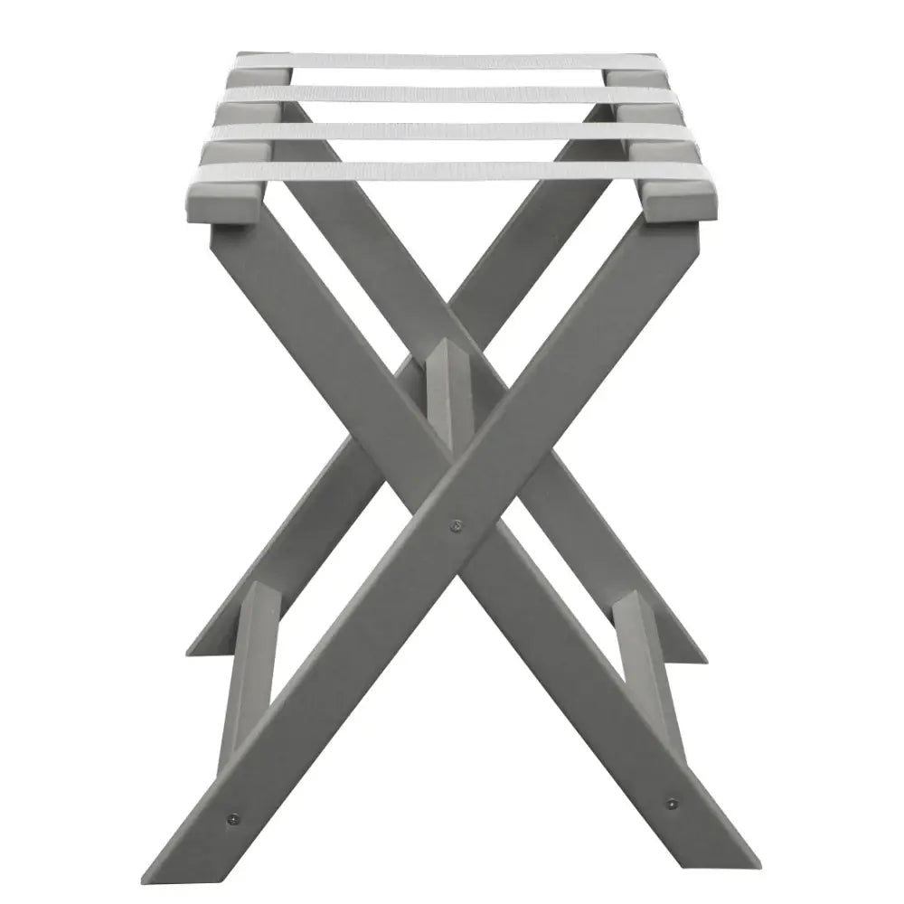 Earth Friendly Light Gray Folding Luggage Rack With White Straps - Homeroots - Flyclothing LLC