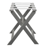 Earth Friendly Light Gray Folding Luggage Rack With White Straps - Homeroots